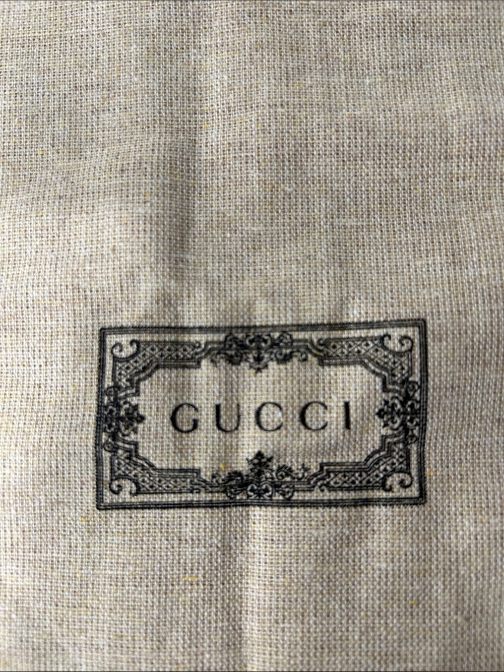 Gucci Dust Bag Pair in Tan with Black Drawstrings